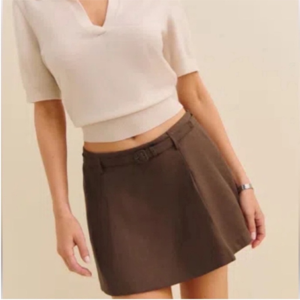 NWT • Reformation Rory Linen Skirt in Chocolate Cake - Picture 2 of 6